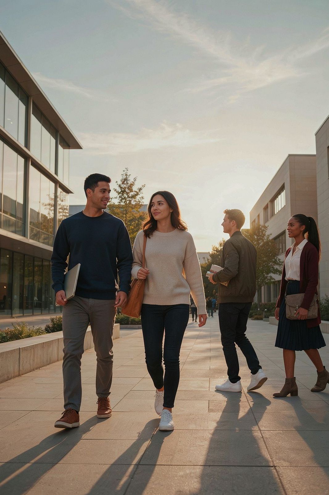 Students walking on a college campus